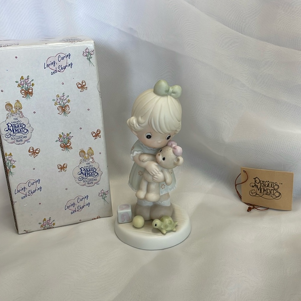 Precious Moments 5.75” “Loving” Girl with Teddy Bear